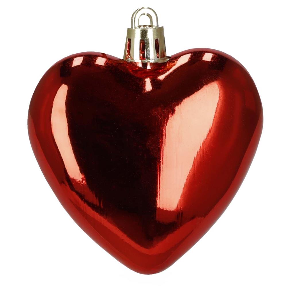Set globuri decorative in forma de inima, 16 bucati, plastic, 4-7 cm, rosu - imagine 5