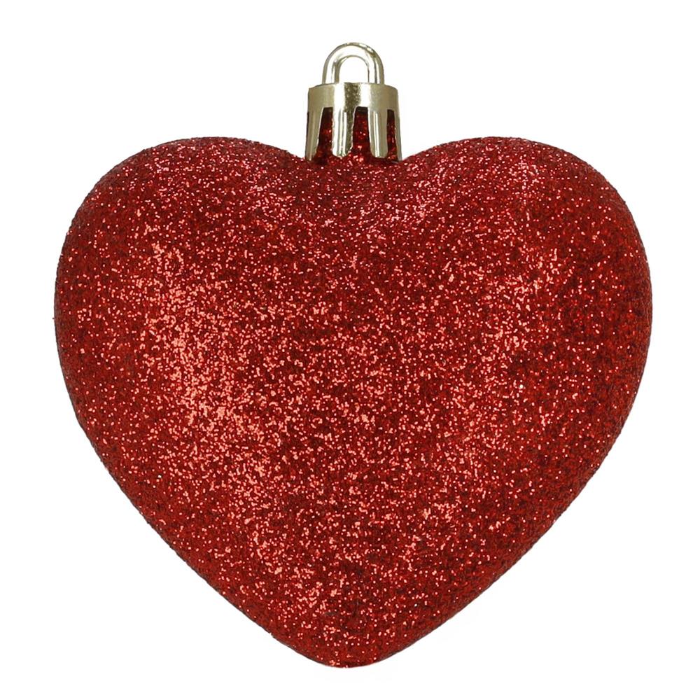 Set globuri decorative in forma de inima, 16 bucati, plastic, 4-7 cm, rosu - imagine 6