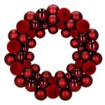Coronita decorativa cu globuri rotunde, 55 bucati, plastic, 2.5–4.5 cm, rosu