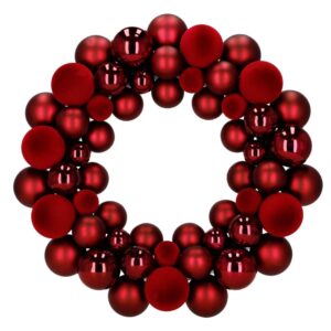 Coronita decorativa cu globuri rotunde, 55 bucati, plastic, 2.5–4.5 cm, rosu