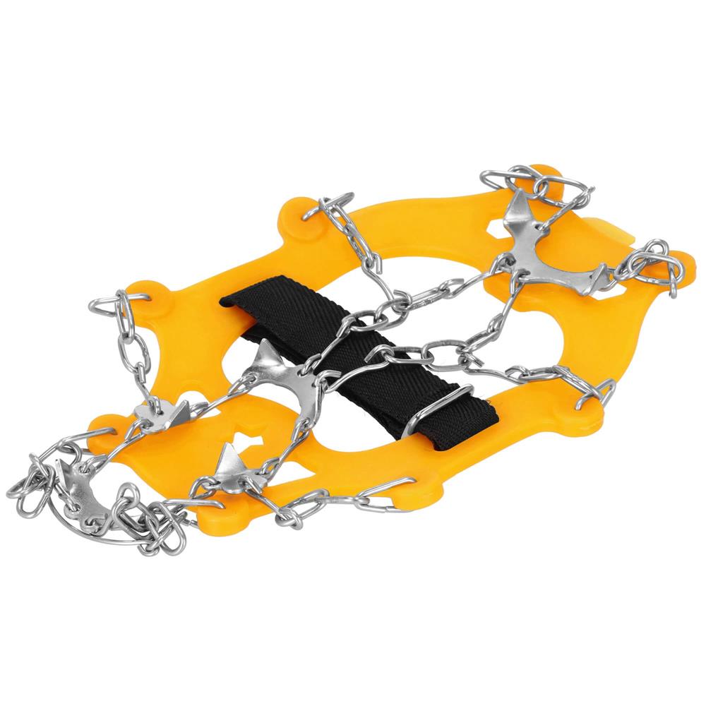 Crampoane antiderapante pentru incaltaminte, marimea M 36-40, cu 8 pini, otel si TPE, galben - imagine 3