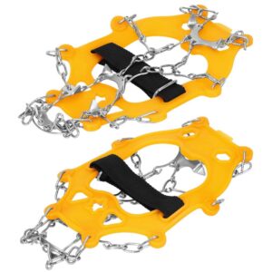 Crampoane antiderapante pentru incaltaminte, marimea M 36-40, cu 8 pini, otel si TPE, galben