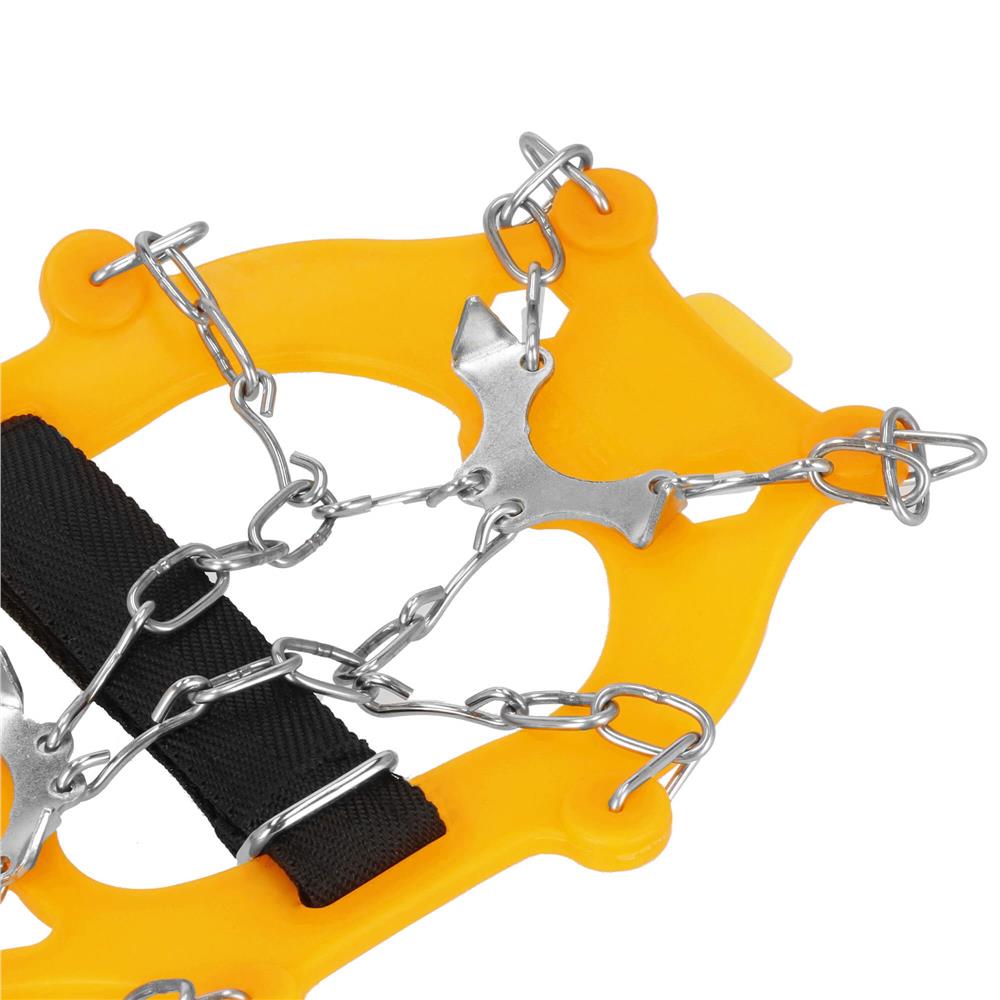 Crampoane antiderapante pentru incaltaminte, marimea M 36-40, cu 8 pini, otel si TPE, galben - imagine 4