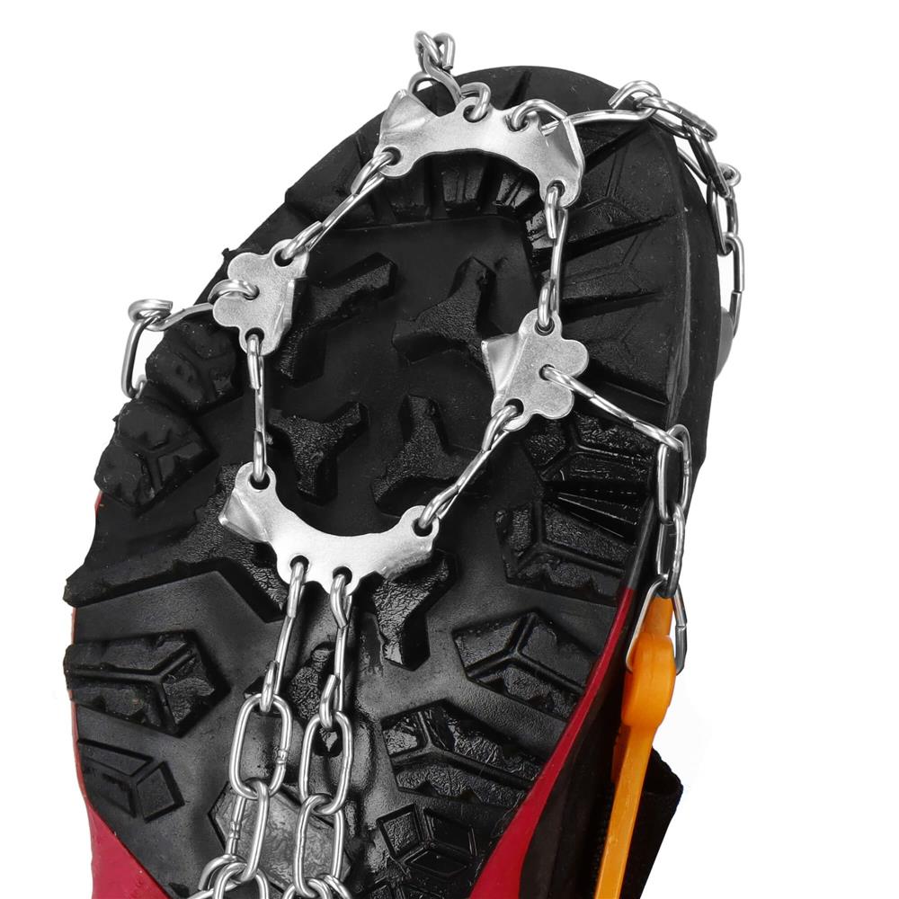 Crampoane antiderapante pentru incaltaminte, marimea M 36-40, cu 8 pini, otel si TPE, galben - imagine 5