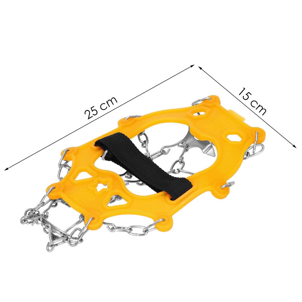 Crampoane antiderapante pentru incaltaminte, marimea M 36-40, cu 8 pini, otel si TPE, galben - imagine 7