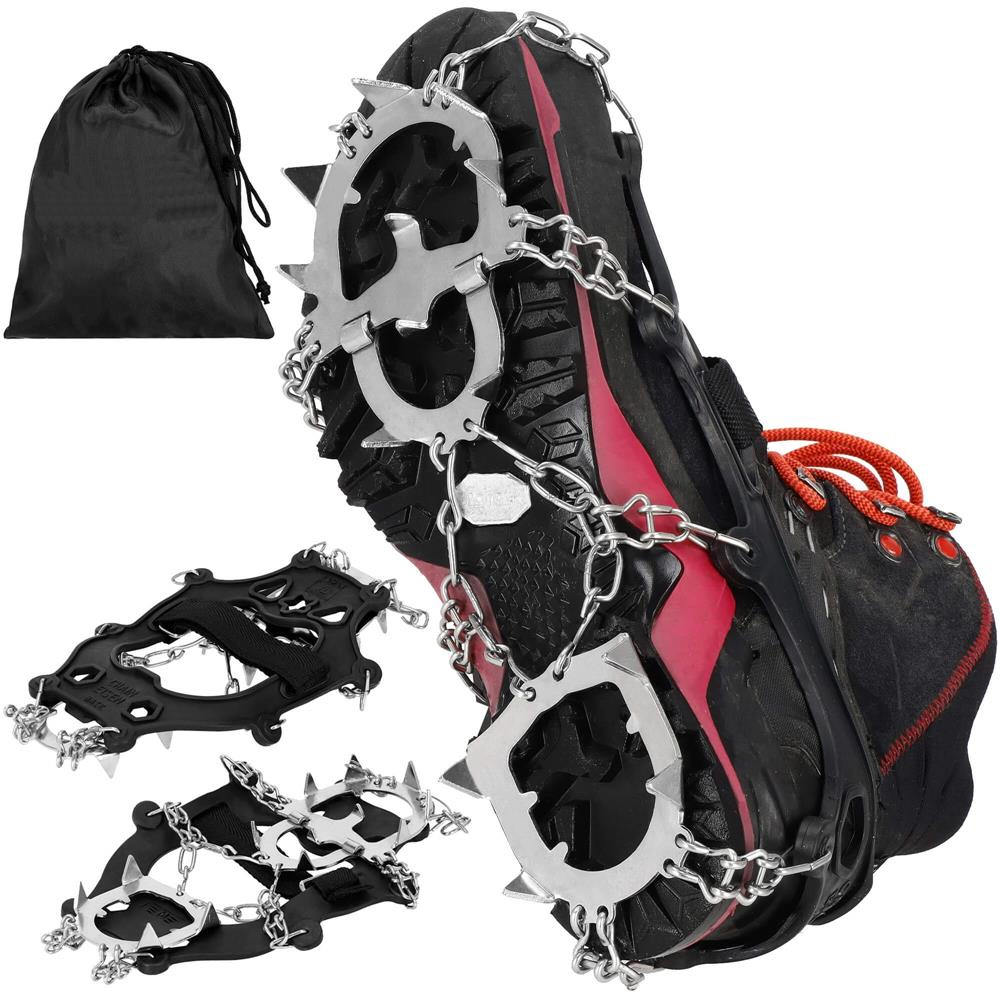 Crampoane antiderapante pentru incaltaminte, marimea M 36-40, cu 13 pini, otel si TPE, negru - imagine 8