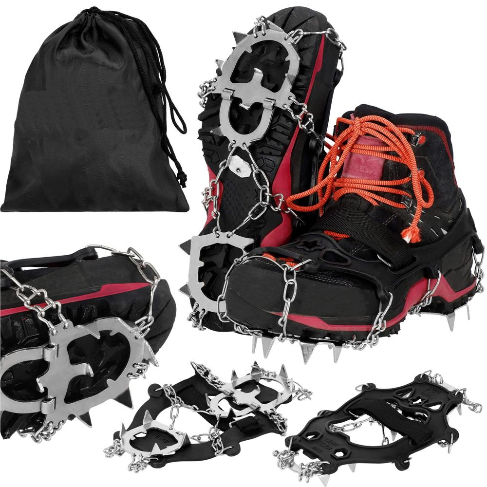 Crampoane antiderapante pentru incaltaminte, marimea M 36-40, cu 13 pini, otel si TPE, negru - imagine 9