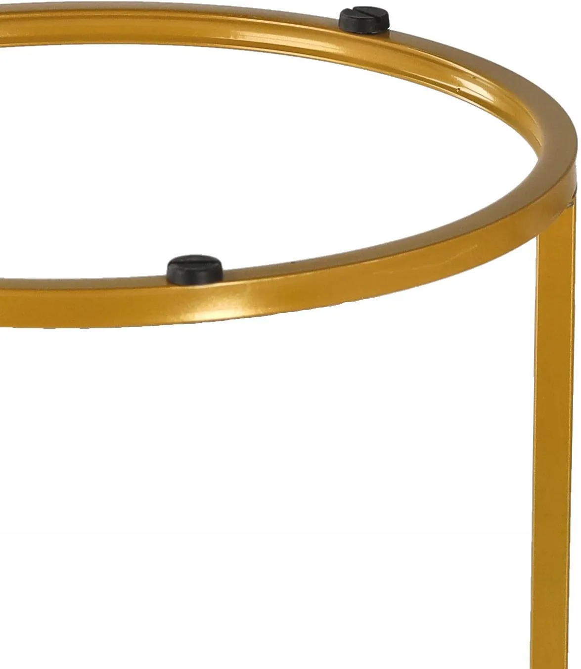 Set 2 masute cafea suprapozabile, MDF si metal, 60x50 cm si 40x40 cm, alb marmura si auriu - imagine 3