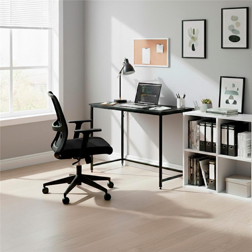 Birou cu blat MDF si cadru metalic, 100x50x76 cm, negru - imagine 10