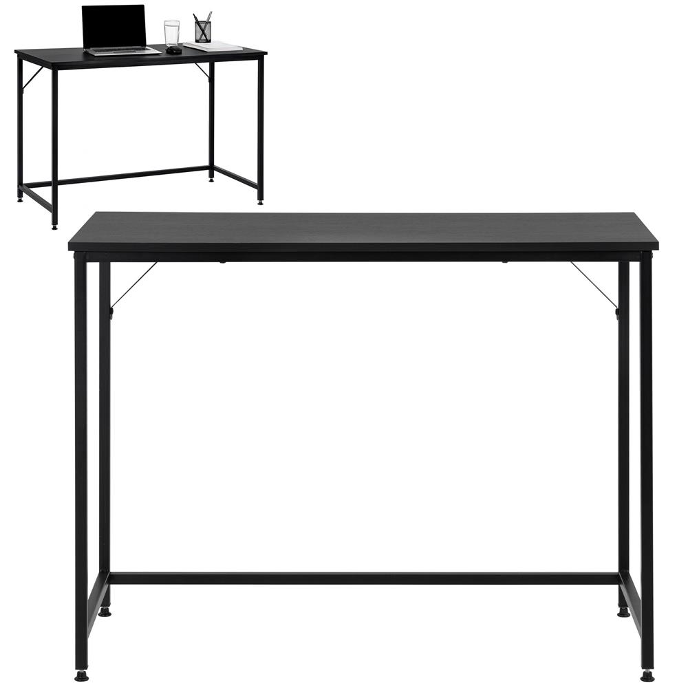 Birou cu blat MDF si cadru metalic, 100x50x76 cm, negru - imagine 8