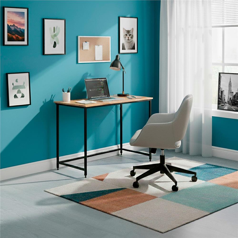 Birou cu blat MDF si cadru metalic, 100x50x76 cm, maro deschis - imagine 10