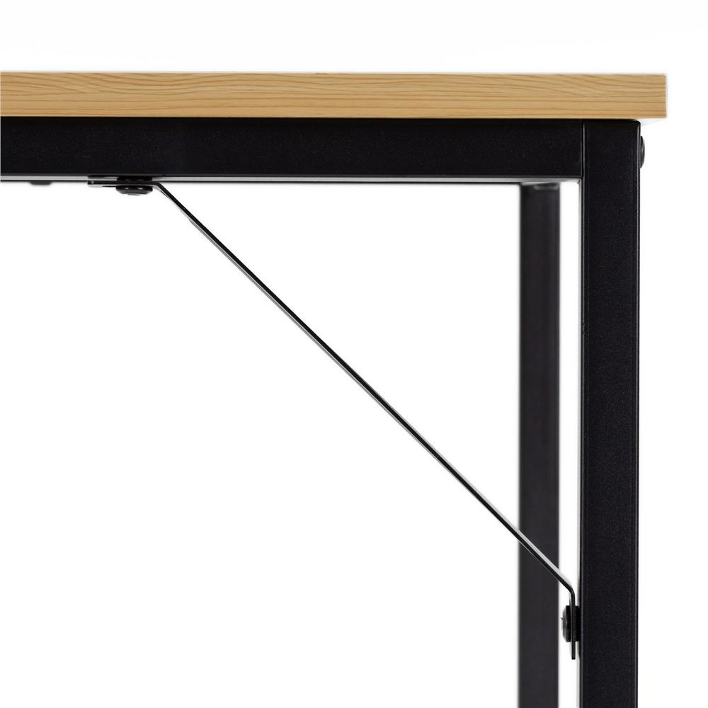 Birou cu blat MDF si cadru metalic, 100x50x76 cm, maro deschis - imagine 12