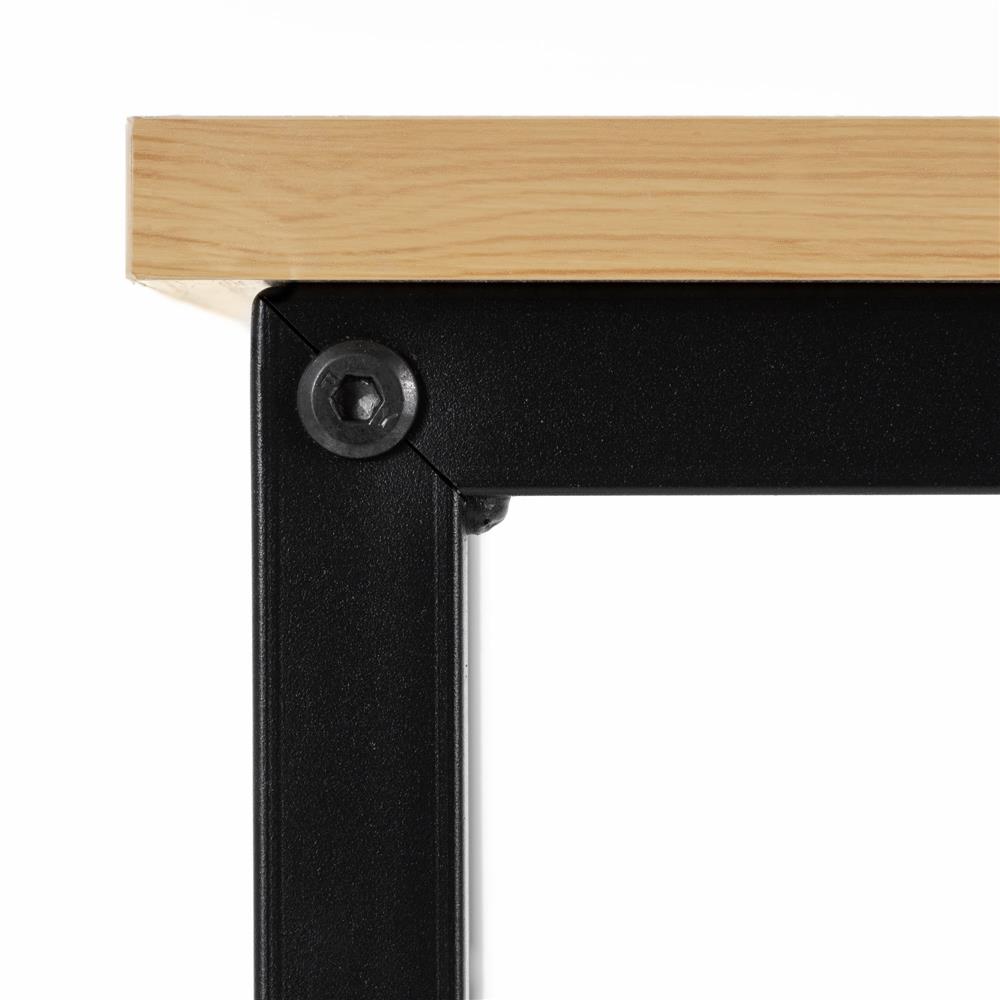 Birou cu blat MDF si cadru metalic, 100x50x76 cm, maro deschis - imagine 14