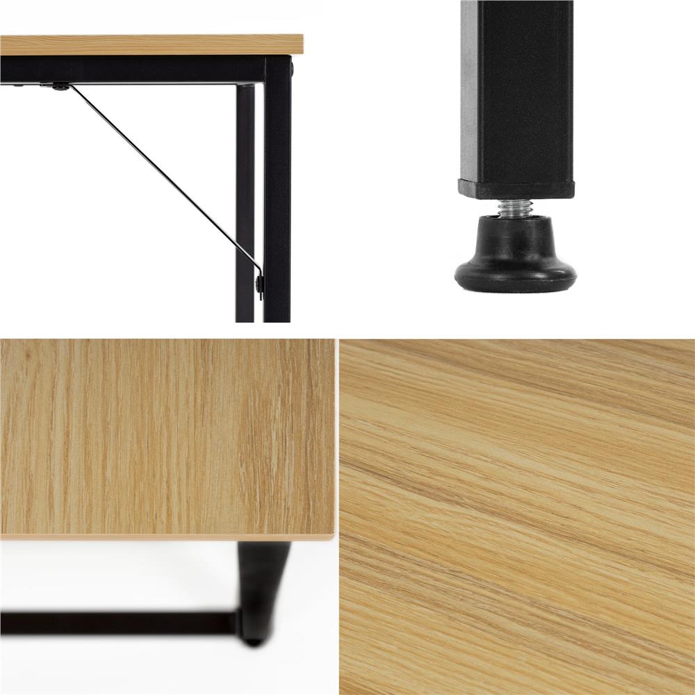 Birou cu blat MDF si cadru metalic, 100x50x76 cm, maro deschis - imagine 17