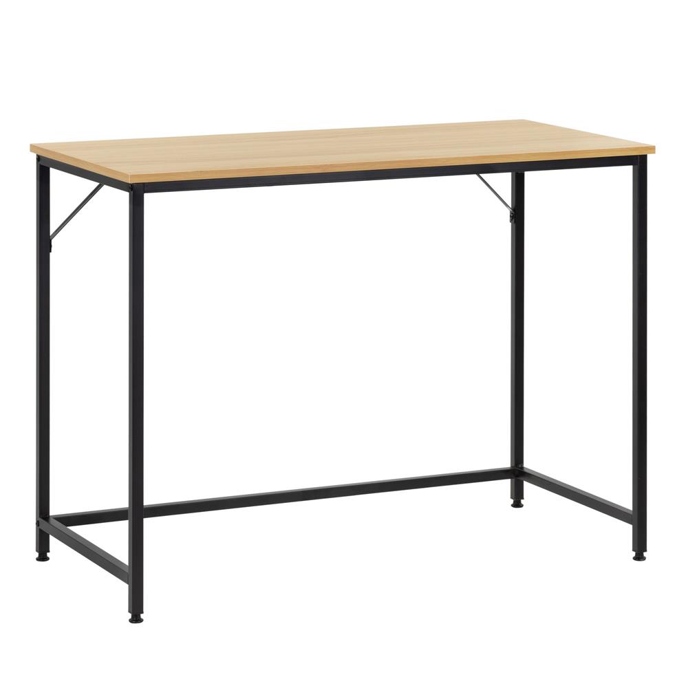 Birou cu blat MDF si cadru metalic, 100x50x76 cm, maro deschis