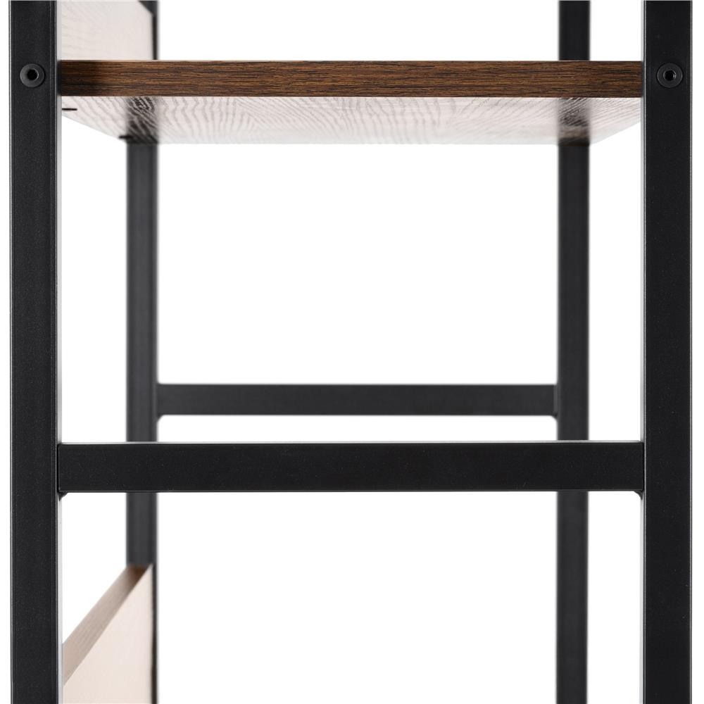 Etajera cu 4 polite din MDF si cadru metalic, stil industrial, 60x28x124.5 cm, maro inchis si negru - imagine 12