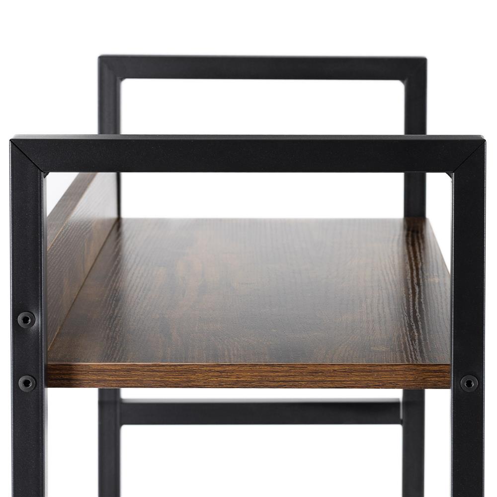 Etajera cu 4 polite din MDF si cadru metalic, stil industrial, 60x28x124.5 cm, maro inchis si negru - imagine 14
