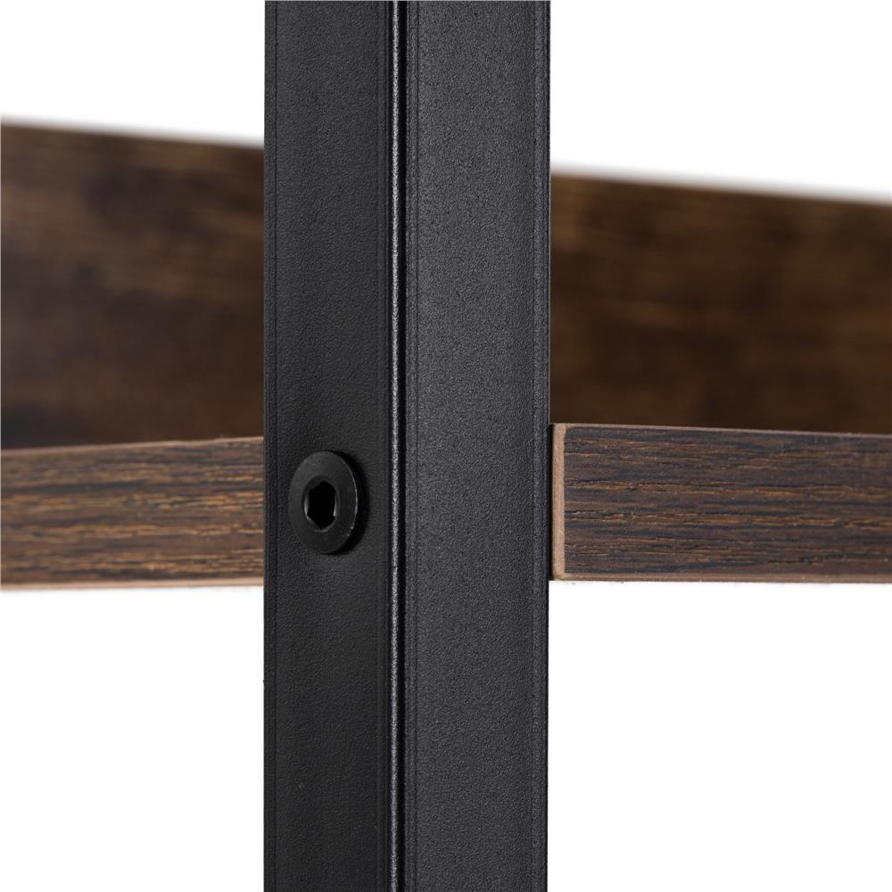 Etajera cu 4 polite din MDF si cadru metalic, stil industrial, 60x28x124.5 cm, maro inchis si negru - imagine 8