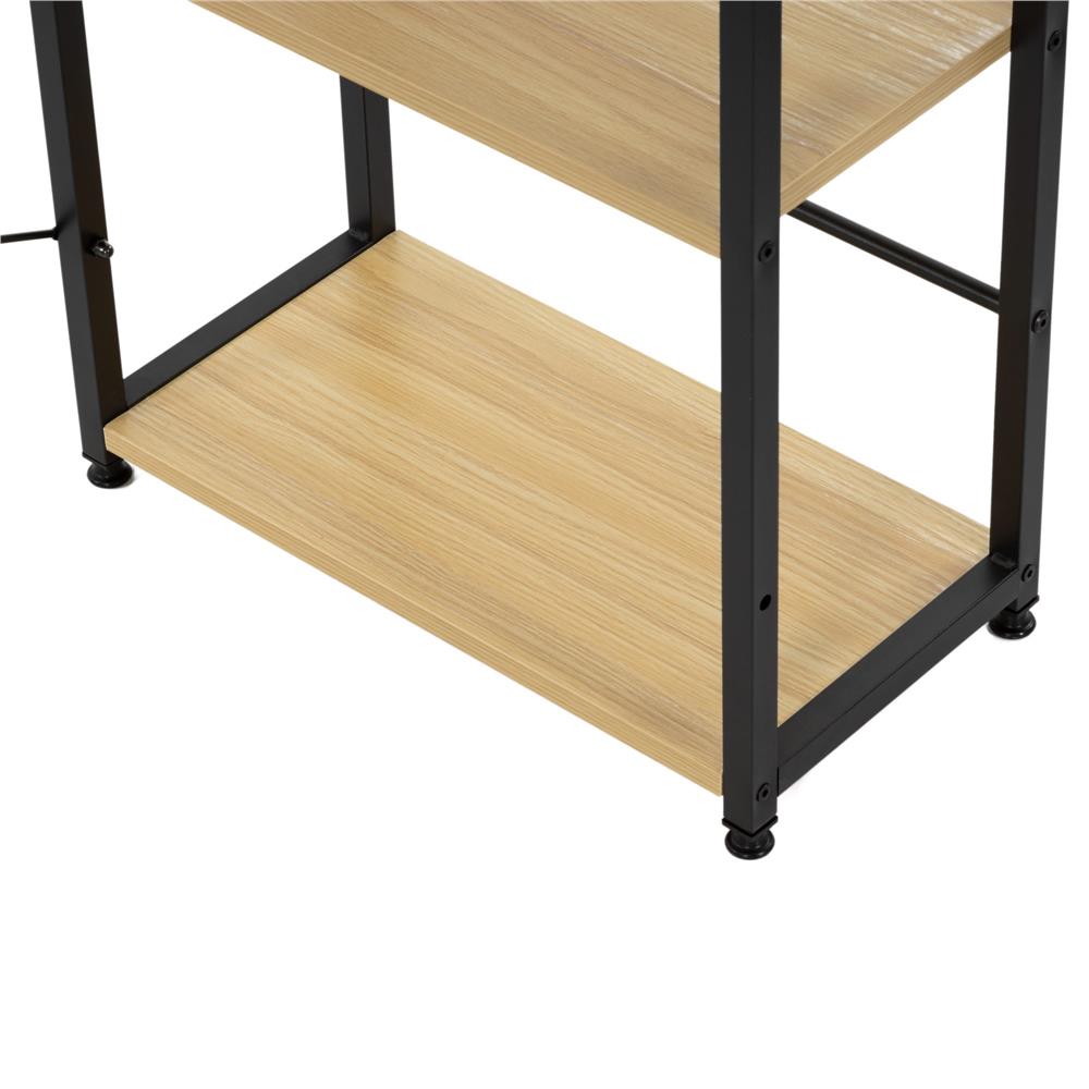 Birou cu blat MDF si rafturi laterale, cadru metalic, 120x48x122 cm, maro deschis - imagine 11