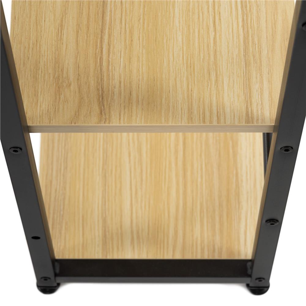 Birou cu blat MDF si rafturi laterale, cadru metalic, 120x48x122 cm, maro deschis - imagine 12