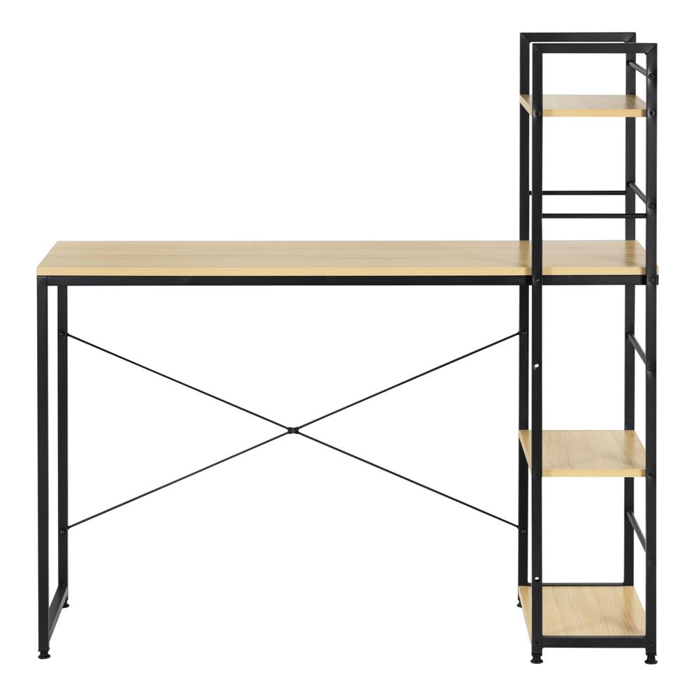 Birou cu blat MDF si rafturi laterale, cadru metalic, 120x48x122 cm, maro deschis - imagine 19