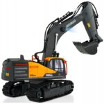 Excavator RC cu senile pentru copii, lumini si brat functional, telecomanda, incarcare USB, 32x30x12 cm