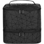 Organizator cosmetica tip beauty cu 2 compartimente, piele ecologica, 24x24x20 cm