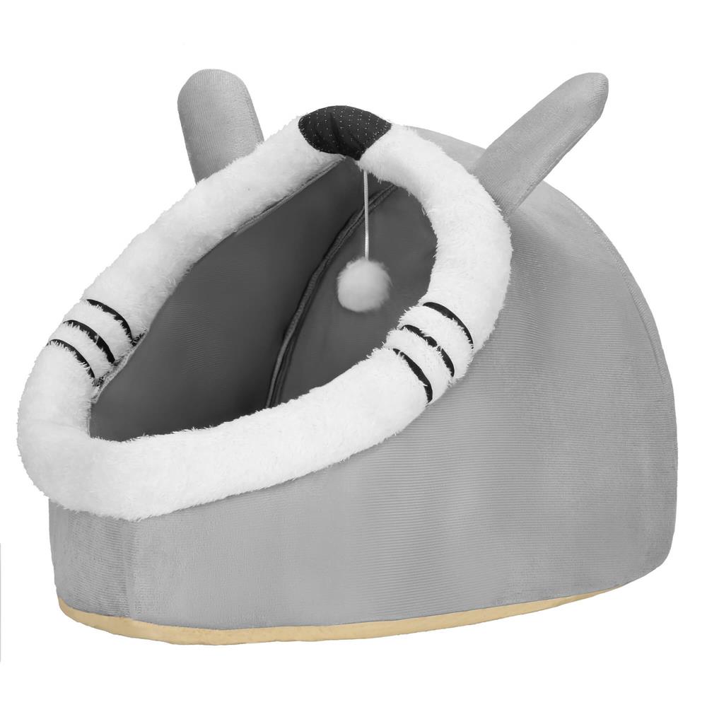 Culcus pentru pisci sau catei, cu perna moale detasabila, 50x36x41 cm, gri - imagine 2