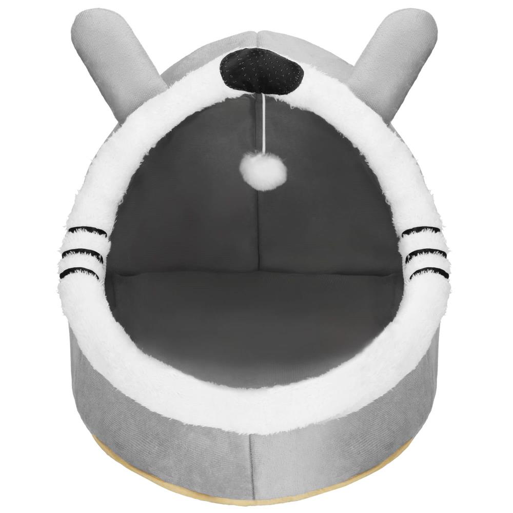 Culcus pentru pisci sau catei, cu perna moale detasabila, 50x36x41 cm, gri - imagine 11