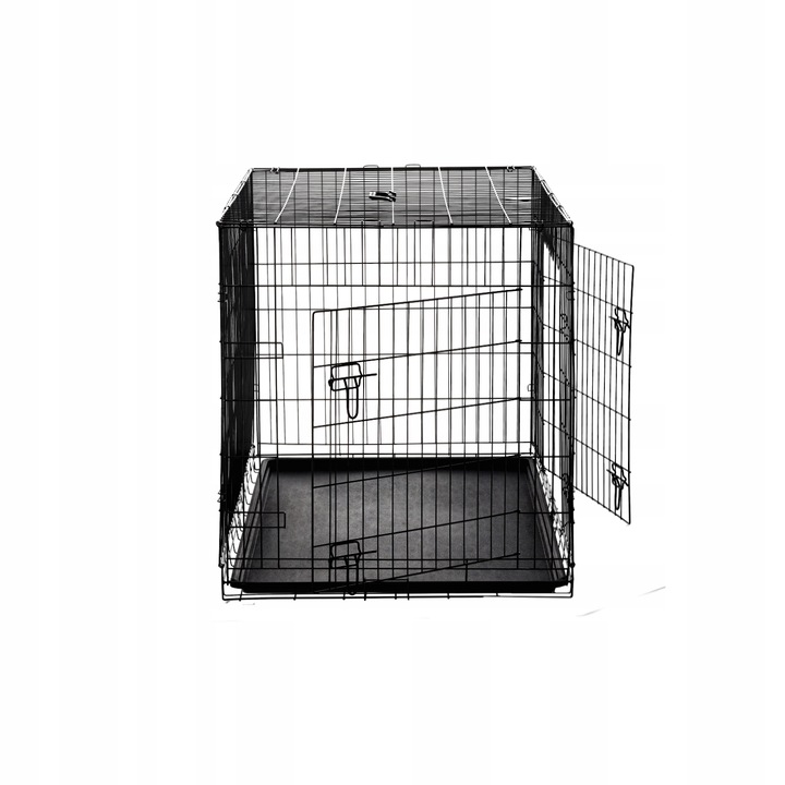 Cusca metalica pentru caine XXXL, pliabila, cu tava detasabila si maner, 121x74x80 cm, negru - imagine 4