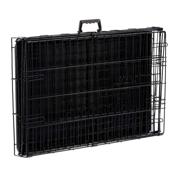 Cusca metalica pentru caine XXXL, pliabila, cu tava detasabila si maner, 121x74x80 cm, negru - imagine 5