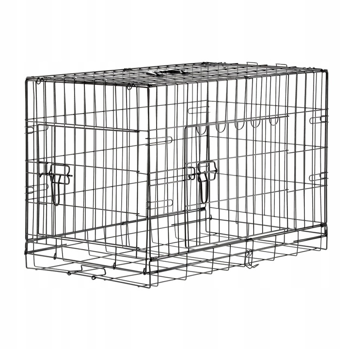 Cusca metalica pentru caine XXXL, pliabila, cu tava detasabila si maner, 121x74x80 cm, negru - imagine 6