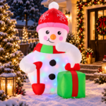 Om de zapada gonflabil pentru exterior, cu iluminare LED, 180 cm, compresor integrat, alb
