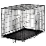 Cusca metalica pentru caine XL, pliabila, cu tava detasabila si maner, 91x57x63 cm, negru