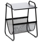 Masuta laterala cu suport reviste 40x40x55 cm, metal si lemn, negru