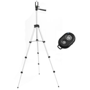 Set stativ foto trepied universal din aluminiu cu telecomanda bluetooth, 34–103 cm