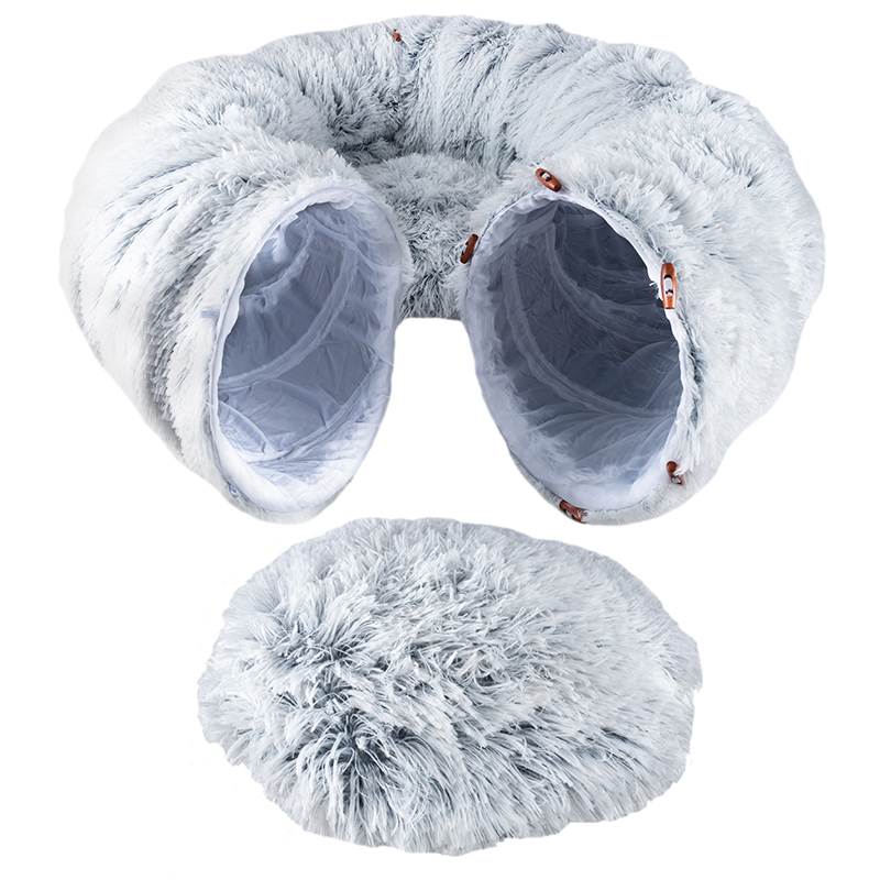 Tunel de joaca pentru pisici din plus, transformabil in pat rotund, 85 cm - imagine 5