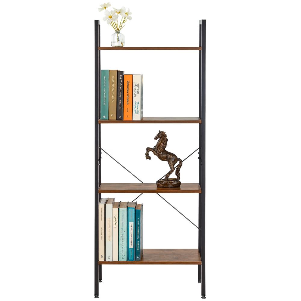 Etajera cu 4 rafturi, metal si MDF, stil industrial, 56x34x138 cm, maro inchis si negru - imagine 19