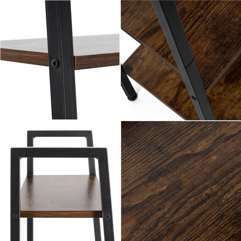 Etajera cu 4 rafturi, metal si MDF, stil industrial, 56x34x138 cm, maro inchis si negru - imagine 21