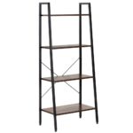 Etajera cu 4 rafturi, metal si MDF, stil industrial, 56x34x138 cm, maro inchis si negru