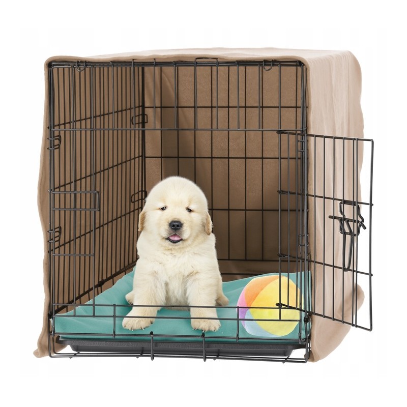 Cusca metalica pentru caine XL, pliabila, cu tava detasabila si maner, 91x57x63 cm, negru - imagine 2