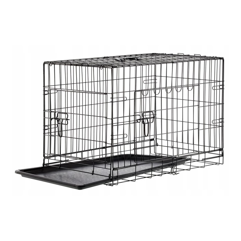 Cusca metalica pentru caine XL, pliabila, cu tava detasabila si maner, 91x57x63 cm, negru - imagine 5