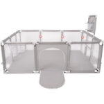 Tarc loc de joaca XXL pentru copii sau bebe, material textil, gri, 230x122x62cm