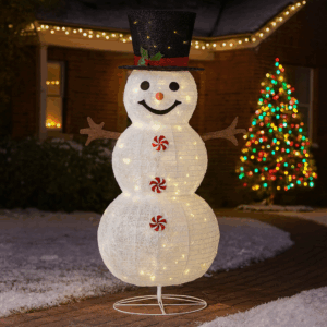 Om de zapada de exterior, pe structura metalica, 150cm, 3D, lumina calda cu 120 LED