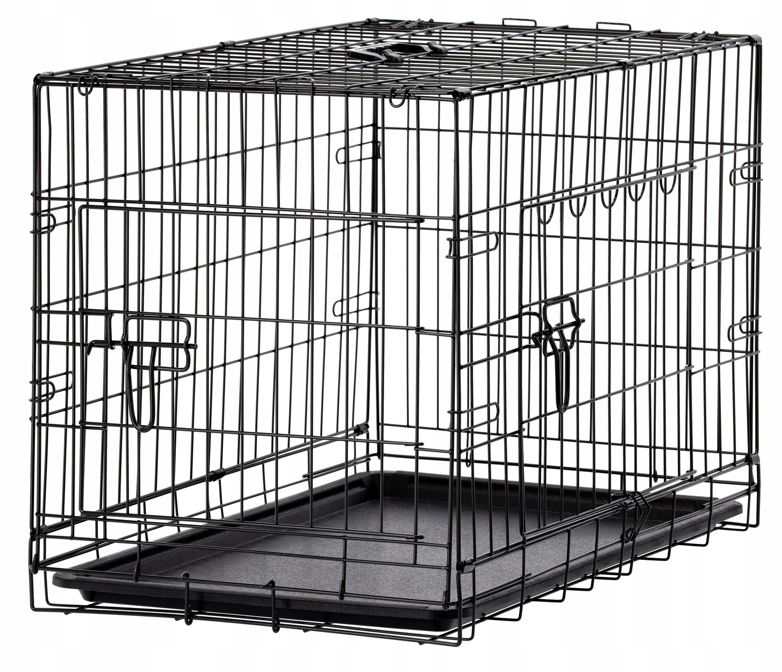 Cusca metalica pentru caine XL, pliabila, cu tava detasabila si maner, 91x57x63 cm, negru - imagine 10