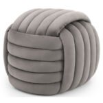 Taburet tapitat Nilo, velur, 53x50x43 cm, gri deschis