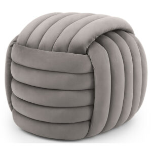 Taburet tapitat Nilo, velur, 53x50x43 cm, gri deschis