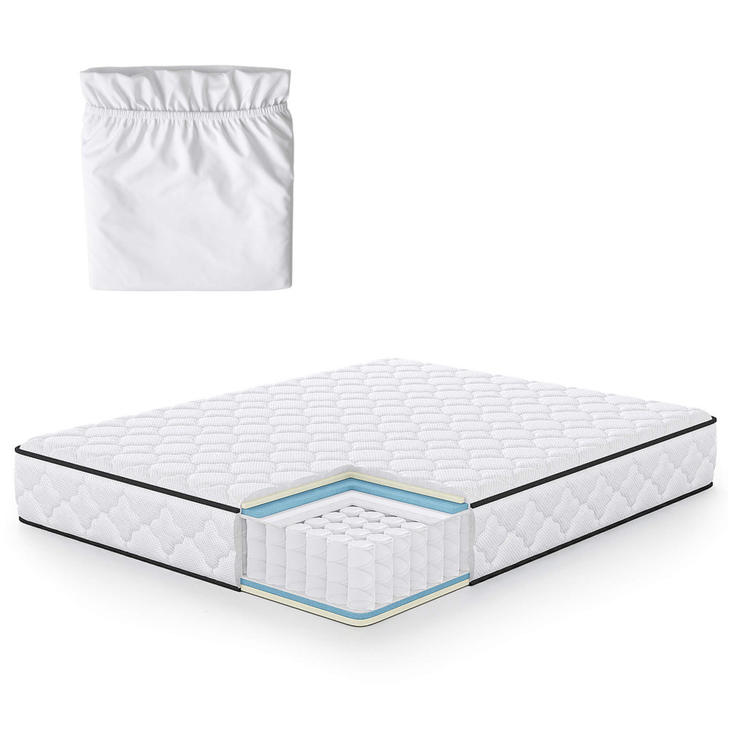 Saltea cu arcuri si husa de protectie, 7 zone confort, duritate H3 medie, inaltime 24 cm, alb, 160x200 cm - imagine 6