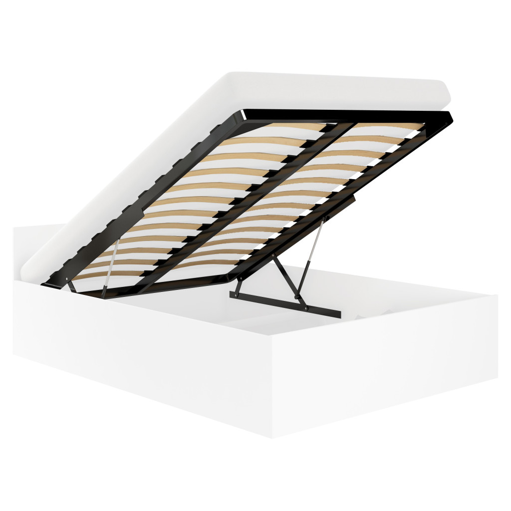 Somiera metalica rabatabila pentru pat 140x200 cm cu pistoane gaz, 26 lamele, cadru rezistent, negru - imagine 7