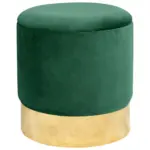 Taburet tapitat rotund Golden cu spatiu de depozitare, velur, 39x39x40 cm, verde